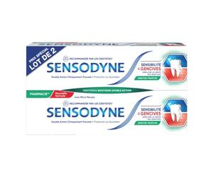 Sensodyne Dentifrice Sensibilité et Gencives, Menthe Fraîche, Traitement Des Dents Sensibles et Gencives, Lot de 2x75 ml
