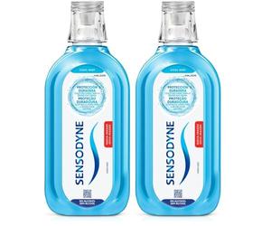 Sensodyne Enjuague Bucal Cool Mint, Para Dientes Sensibles, Protección Duradera Sin Alcohol, Alivio Clínicamente Probado, 500 ml (Paquete de 2)