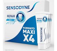 Sensodyne Repair & Protect Whitening Pasta Dientes Menta, Pack 4x75 ml | Pasta dientes sensibilidad, con flúor, blanqueadora suave, sabor menta, uso diario, pack ahorro familiar
