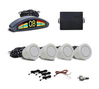 Sensor Aparcamiento Kit Sensor Aparcamiento Delantero Prefijo Automático Parktronic Sistemas De Asistencia para Vehículos Alarma Zumbador Volumen Sensores Geomagnéticos Altavoces Coche(White)