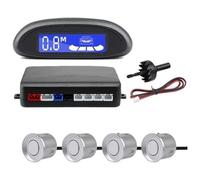 Sensor Aparcamiento Radar Marcha Atrás Trasero para Coche Monitor Parktronic Pantalla Retroiluminada 4 Detectores Sensores De Aparcamiento(Plata)