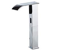 Sensor automático baño fregadero grifo cascada movimiento electrónico baño grifo cuerpo cuadrado sin contacto manos libres ahorro de energía grifo de agua doble alimentación un agujero lavabo vanidad