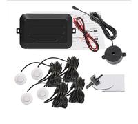 Sensor Ayuda Aparcamiento Kit De Sensor Estacionamiento para Automóvil con Zumbador, Sonda Indicadora Alerta Sonora con Radar De Respaldo, 4 Sensores De 22 Mm Y 12 V Radar Parking Sensor(Blanco)