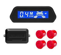 Sensor De Aparcami Kit Sensor Aparcamiento con Radar Marcha Atrás Trasero para Coche Monitor Parktronic 12V Detector 22 Mm Pantalla 4(Rojo)