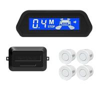 Sensor De Aparcami Kit Sensor Aparcamiento con Radar Marcha Atrás Trasero para Coche Monitor Parktronic 12V Detector 22 Mm Pantalla 4(Blanco)