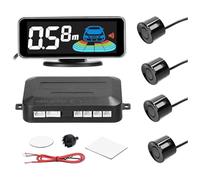 Sensor De Aparcami Radar Marcha Atrás para Coche con 8 O 4 Sensores Aparcamiento Pantalla LCD Distancia Zumbador Advertencia(Black-Rear Pair)