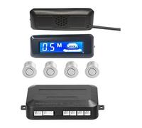 Sensor De Aparcami Sensor Aparcamiento Radar Marcha Atrás Trasero para Coche Parktronic LCD Zumbador Advertencia 4(Plata)