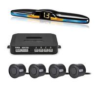 Sensor De Aparcami Sensor Aparcamiento Radar Marcha Atrás Trasero para Coche Retroiluminación Monitor Parktronic Kit Pantalla Detector Asistente 4 Sondas(Negro)