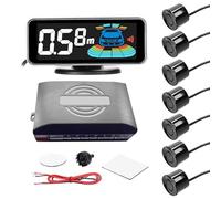 Sensor De Aparcamiento PDC 4 Uds 8 Sondas Sistema De Marcha Atrás Trasera Pantalla LCD Sensor Aparcamiento para Coches Detección Distancia Zumbador Advertencia Sonido(Black 8pcs Probe)