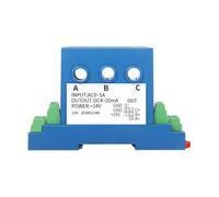 Sensor de corriente Transmisor de corriente alterna trifásico, 4-20ma, 0-5v, 0-10v, salida analógica, transductor de señal de amperios trifásico perforado Fuente de alimentación Transmisor(3xAC 0-5A,0
