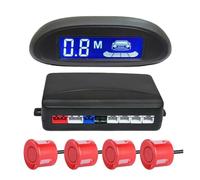 Sensor De Estacionamiento Kit De Sensor De Aparcamiento LED Parktronic para Coche Sistema Detección Monitor Respaldo con Pantalla Retroiluminación(Red)