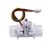 Sensor de flujo de agua con rosca G1/2 pulgadas BSPT tipo turbina sensor de efecto Hall para sistemas de línea de agua compatibles con controladores y PLC (transparente)