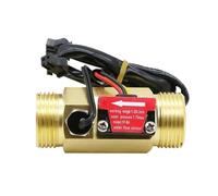 Sensor de flujo de agua de latón, 1/2 ", 3/4", con detección de temperatura, rosca externa, 1,75 MPa, caudalímetro de turbina de pulso, DC5~18V(3/4")