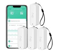 Sensor de higrómetro WiFi: monitor inteligente inalámbrico de temperatura con notificación de aplicación, exportación de almacenamiento de datos, función de calibración, compatible con Alexa
