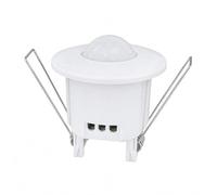 Sensor de movimiento PIR de infrarrojos empotrable 360°, detector presencia para luces 220 V, orificio 40-45 mm, D53 mm H56 mm, temporizador 5 seg-5 min, crepuscular 3-2000 lux, IP20, máx. 800 W