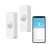 Sensor de Movimiento WiFi, Detector de Movimiento Inteligente inalámbrico Tuya PIR para Seguridad en el hogar, con aplicación de monitoreo Remoto, Comando de Voz Compatible con Alexa (2 Pack)