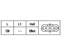 HELLA 6PU 009 121-821 Sensor, posición arbol de levas - 12V - 3polos