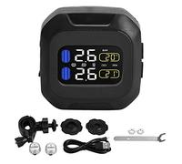 sensor de presión de motocicleta,Qiilu Moto Herramientas de control de presión de neumáticos, de monitoreo de presión de neumáticos de sensor inalámbrico TPMS motocicleta con 2 sensores