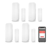 Sensor de puerta WiFi, sensor de ventana de puerta inteligente Tuya, sensor de ventana inalámbrico en tiempo real compatible con Alexa Google, sensor de contacto abierto de puerta (paquete de 4)