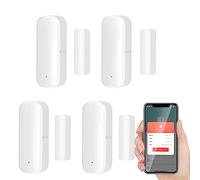 Sensor de Puerta y Ventana Inteligente WiFi, Alarma de Detector inalámbrico de Puerta y Ventana, Sensor de Contacto de Puerta y Ventana para Seguridad del hogar Compatible con Alexa,4PCS