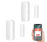 Sensor de Puerta y Ventana Inteligente WiFi, Alarma de Detector inalámbrico de Puerta y Ventana, Sensor de Contacto de Puerta y Ventana para Seguridad del hogar Compatible con Alexa,2PCS