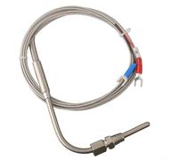 Sensor de temperatura de escape tipo K termopar con rosca NPT de 1/8, sonda de acero inoxidable, 5 mm de diámetro, cable de 2 m, núcleo aislado de fibra de vidrio