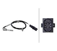 HELLA 6PT 010 376-351 Sensor, temp. gas escape - 2polos - atornillado - Cable: 420mm - con clips de fijación en el cable