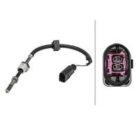 HELLA 6PT 358 181-311 Sensor, temp. gas escape - 2polos - atornillado - Cable: 210mm - con clips de fijación en el cable