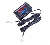 Sensor de temperatura digital con pantalla LED y sonda de metal dual de 1 m para refrigerador, aire acondicionado, estanque, baño, monitoreo de agua CC 4-28 V (rojo azul)
