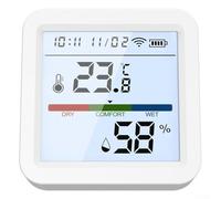 Sensor de temperatura y humedad, clima interior inalámbrico con pantalla de retroiluminación, termómetro higrómetro compatible con, blanco (WiFi)