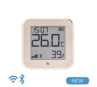 Shelly H&T Gen 3 Marfil - Termómetro Higrómetro Wi-Fi & Bluetooth, Medidor Inalámbrico De Temperatura Y Humedad, Almacenamiento De Datos, Control Remoto Por App, Bateria Larga Duración o USB