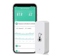 Sensor de termómetro higrómetro WiFi: Monitor inteligente de temperatura y humedad, con monitor remoto y alerta de notificación de aplicación TUYA, funciona con Alexa (paquete de 1)