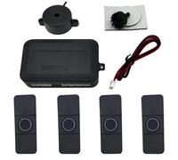 Sensor Estacionamiento PDC Asistente de Sensor aparcamiento para coches Parktronics 4 sensores planos 13mm alarma zumbador sonido Radar inverso Radar Marcha Atrás(Black sensors)