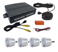 Sensor Estacionamiento PDC Sensor de aparcamiento con vídeo AHD/CVBS, Detector asistencia Radar respaldo inverso cámara Monitor, 22mm Radar Marcha Atrás(Plata)