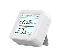 Sensor inteligente WiFi de temperatura y humedad, 60 x 60 x 27 mm, ABS blanco monitoreo en tiempo real con pantalla LCD, uso de bajo consumo de energía, adecuado para el hogar u oficina