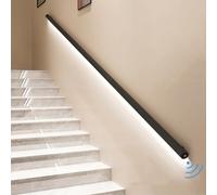 Sensor LED Mot il para escaleras interiores, barandilla montada en la pared con luz LED, riel seguro de grapa negra, derecha 90° (230 cm) mejora la seguridad y visibilidad