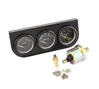 Sensor Temperatura Coche Reloj Medidor De Presion Aceite Coche 52Mm 3 En 1 Auto Gauge Meter Kit, Medidor De Voltaje Medidor De Temperatura Del Agua Sensor De Presión De Aceite De Cromo Triple Gauge Ki