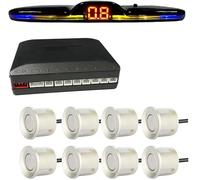 Sensores de aparcamiento, kit de sensor de aparcamiento de radar, retroiluminación, pantalla Tronic, monitor de respaldo, detector, asistente, 8 sensores de radar, sensores de aparcamiento (plateado