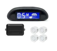 Sensores de aparcamiento para coche con monitor de marcha atrás automático Parktronic, 4 sensores, detector de radar, pantalla de retroiluminación, sensor de aparcamiento (gris) (blanco)