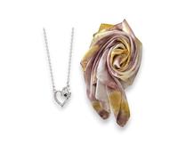 Sensoria Moments Set regalo mujer con collar corazón plata de ley 925 y pañuelo efecto seda - joya elegante para mamá, esposa, novia o amiga