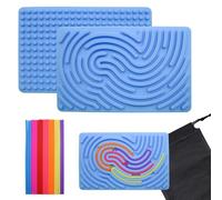 Sensorik Activity Board Silicone Sensorik Activity Board, Montessori Juguete de Doble Cara Tabla de Actividad con 20 Cuerdas y Bolsa de Viaje Calmante ADHD Autismo Juguete para Niños Azul Claro