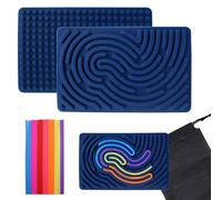 Sensorik Activity Board Silicone Sensorik Activity Board Montessori Juguete de Doble Cara Tabla de Actividad con 20 Cuerdas y Bolsa de Viaje Calmante ADHD Autismo Juguetes para Niños Azul Oscuro