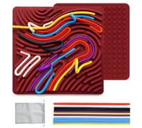 Sensorik - Tabla de actividad sensorial de doble cara para niños de 3 y adultos para calmar, ansiedad, TDAHD y autismo, bolsa de viaje y 15 cuerdas (rojo)