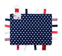Sensory Baby Security Tag Blanket, Red, White Blue, American Flag Baby Blanket for Military Baby by Baby Jack & Co