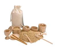 Sensory Bin Tools - Improve Fine Motor Transfer | Set of 10 Мontessori Toys For Ŵaldorf with Tray | Wooden Scoops and Tongs For Kids Boys Girls Cooking Stir Fry Boil Rice Workmanship Smooth S