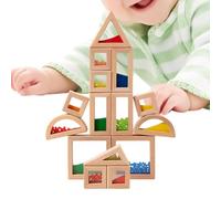Sensory Blocks - 15-Piece Wooden Educational Stem Toys For, Children Building Toys Stacking Brick Set | Fine Motor Skill Toy For Christmas Birthday Stocking Stuffers, Home, Kindergarten