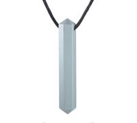 Sensory Chew Jewelry - Flexible Gray Necklace with Non-Toxic Silicone Chew Pendant and Toothed Ring for ADHD Relief