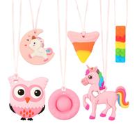Sensory Chew Necklace,6PCS Sensory Toys for Autism, Chewy Necklace Value Pack,Teether Toys for Children with Autism, ADHD, Safe, Durable, & Easy to Clean, Chew Necklaces for Sensory Kids(rojo)