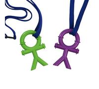 Sensory Direct Chewbuddy Stickman & Lanyard,Paquete de 2, juguete sensorial para un inquieta, masticar o dentición,para niños, adultos, autismo, motor oral o necesidades de ansiedad, púrpura y verde
