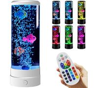 Sensory Fish Tank Lamp,16 Color LED Fish Bubble Light Tube,Fish Night Light Table Mood Lamps with Remote Control,Artificial Color Changing Aquarium Water Bubble Tube Lamp